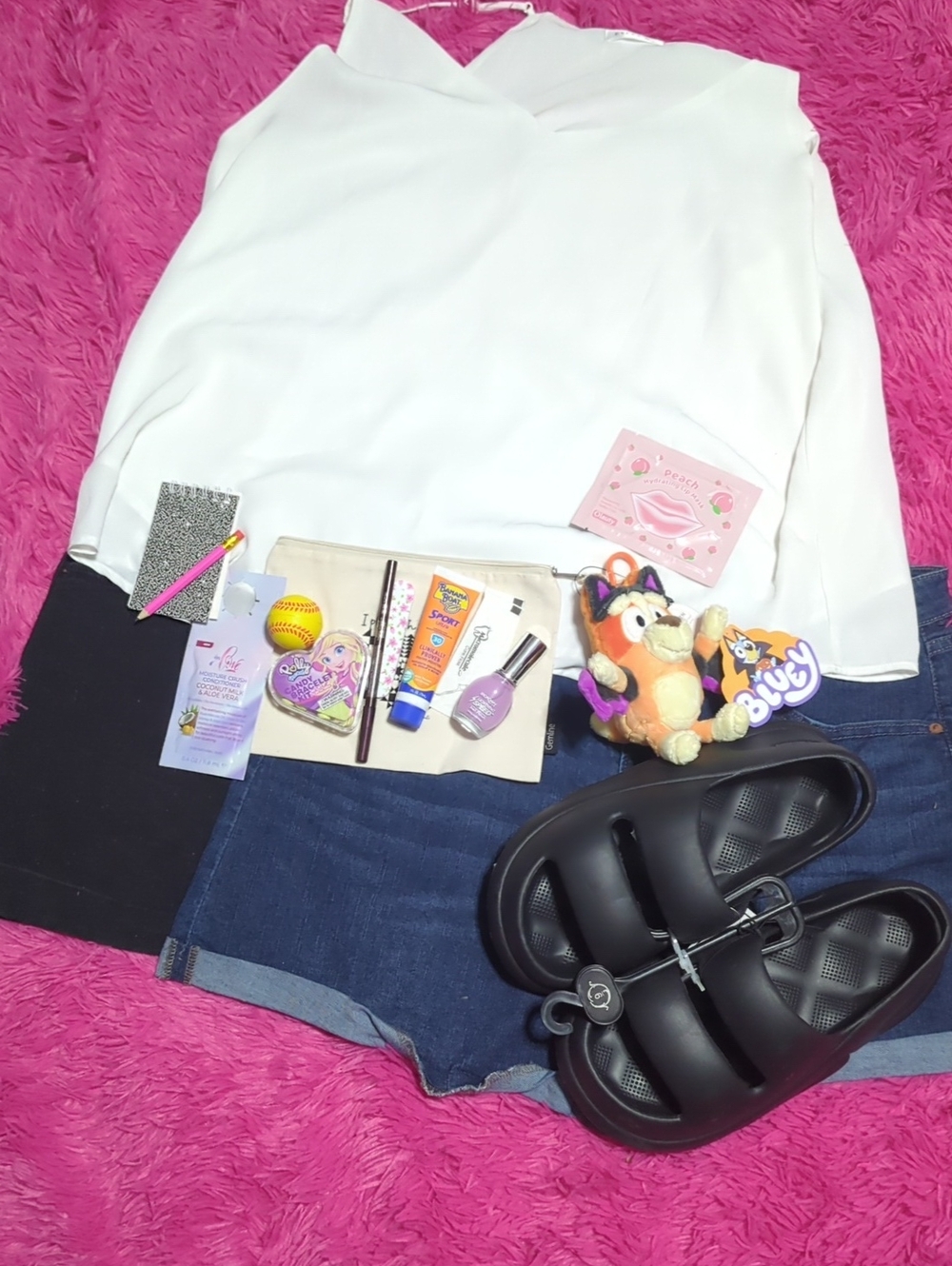 #0213 No Boundaries Jean Shorts/Black Slides Combo